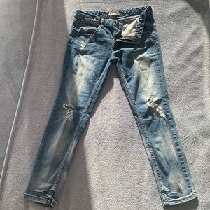 Free People Distressed Skinny Jeans - medium wash- size 30